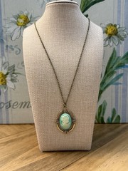 Light Blue Cameo Women’s Pendant Necklace Vintage Style