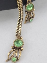 Unsigned Selro Selini 💞 Green Gold Aventurine Confetti Bolo Tie Lariat Necklace