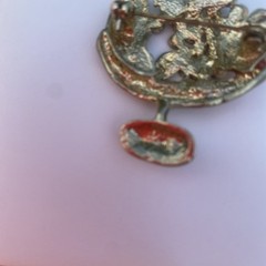 Vintage Fruit Bowl Brooch Apple Watermelon Grapes Gold Tone