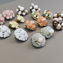 Vintage Cluster Clip On Earrings Lot of 8 Lisner Jonne Sugared Glass Acrylic