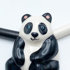 Vintage Flying Colors Necklace Panda Bear Ceramic Collectible Kitsch 1980s 15.5″