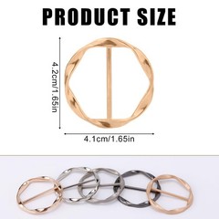 5pcs Scarf Ring Clips, Alloy Metal in 5 Colors Medium, Colorful