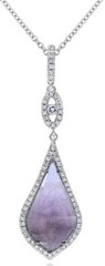2.70CT DIAMOND & AAA WHITE TOPAZ & AAA AMETHYST 14KT WHITE GOLD 3D HALO PENDANT