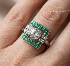14K Gold Over 2CT Round Lab Created Diamond Wedding Ring Vintage Art Deco Style