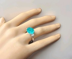 Vintage Platinum Engagement Ring 7.27ct. Blue Neon Tourmaline Oval Shape