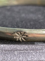 Mexico 925 Sterling Silver Fish Star Stamped Bangle Bracelet 8.25″ 16.77g