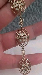 Vintage Open work Panel Gold tone And Rhinestone Bracelet 7.75″