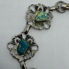 Vintage 60’s TURQUOISE Stones Nuggets Silver Tone Southwestern Western Bracelet