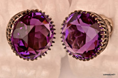 RARE Antique Sterling Silver Amethyst Cufflinks Cuff Links Approx 5ct Each