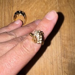 2 Vintage 18K & 14k Yellow Gold Electroplate Size 6/6.5 9.6g
