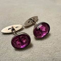 Vintage soviet Corundum Gems cufflinks 875 silver ussr PC