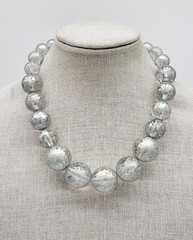 Miriam Haskell Lucite fashion necklace and stretch bracelet, faux mercury glass