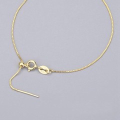 1PC Solid Silver Vermeil Needle Adjustable 0.6mm Wide Box Chain Bracelet FESV57