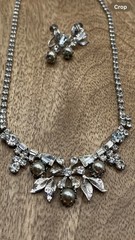 Vintage 1950’s Lind- Gal or LG Rhinestone/ faux pearl necklace & earrings set