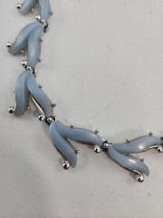 Vintage Silvertone & Blue Lucite Thermoset Necklace & Earrings Set