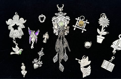 Vintage Now LOT 14 Silver Tone Pewter Pendants Charms Craft Wear Jewelry