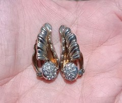 Vintage 1950s Hollywood Regency Jomaz Brooch Clip-on Earring Set Signed Sparkly
