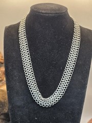 Vintage Silver Sterling Chainmail handmade Rolo Link Necklace 48.22g 18″