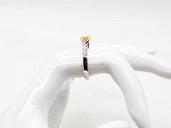 Simon G $6000 1.50ct Natural Padparadscha Sapphire Diamond 18k White Gold Ring