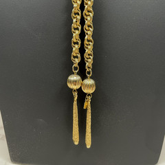 Vintage Signed Lisa Jewel Brand Gold Tone Rope Chain Lariat Tassel Necklace 70’s