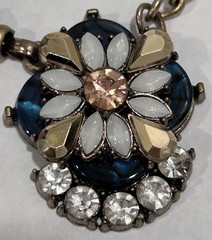 Vintage Costume Jewelry Necklace & Earring Set, Faux Fire Opal Onyx Rhinestone