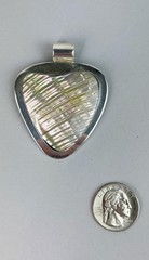 Vintage Modernist Mexico HUGE Sterling Silver Abalone Slider Pendant 30g