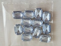 SQUARE SHAPED AB CRYSTAL RHINESTONE with metal Clip LIGHT BLUE 10mm X 13 mm