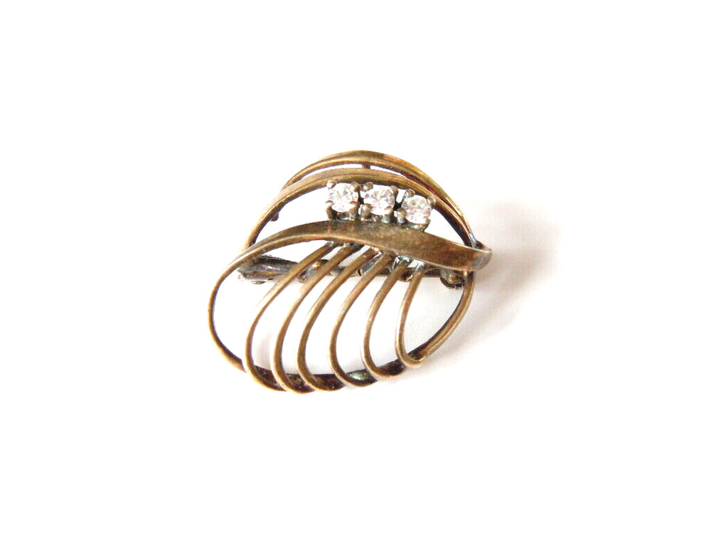 Vintage Brooch Amerik Teka Theodor Klotz Stones Colorless Small 0.1oz/1×0 13/