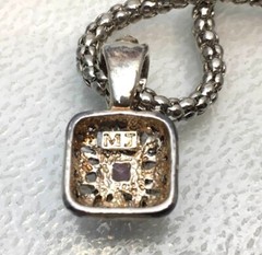 VTG CHAIN NECKLACE PENDANT LIGHT PURPLE GLASS CRYSTAL SIGNED MJ Marie Jannifer