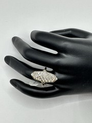 18K GOLD ELECTROPLATE Vintage Cocktail STATEMENT Shield Ring Sz 6