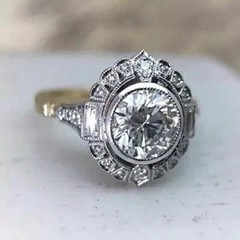 2.30Ct Art Deco Style Lab Created Diamond Engagement 14K Yellow Gold Finish Ring
