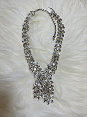 Vintage Weiss Rhinestone Necklace Statement Bib Wedding Runway Signed