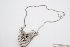 Vintage Sterling Silver 925 Rhinestone Necklace 17.75″
