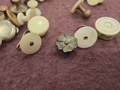 Antique Vtg Collar Cuff Stud Buttons Lot Mother Pearl Mop Over 70 PCs Sets Too