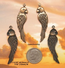 #0106 ANTIQUED GOLD LEFT & RIGHT PARROTS W/TOP HANG RING – 3 Pr Lot (L+R’s)