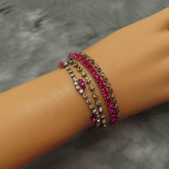 Lot of 4 Rhinestone Bracelets Tennis Vintage Red Pink Clear Crystal Set 938c
