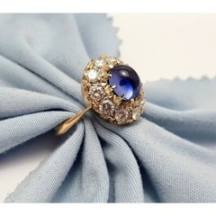 Vintage 14K Karat Solid Two Tone Multi Color Gold Sapphire & Diamond Ring