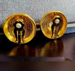 Casual Corner Black/Gold Statement Clip On Earrings- Preloved