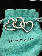 Tiffany & Co Triple Heart Brooch Pin Sterling Silver 925 Open Heart Design 1984