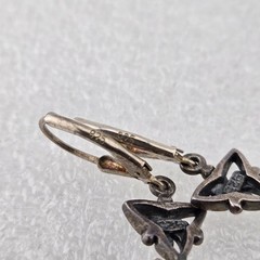 Vintage 925 Sterling Silver Celtic Knot Dangle Earrings Aurora Borealis Crystal