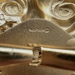 Vintage 1980’s NAPIER Gold Tone Cherub Angel Gold Tone Signed Scarf Ring