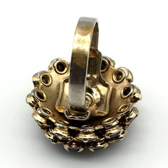 Vintage Purple Rhinestones Round Domed GoldTone Adjustable Ring Size 6.5