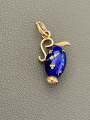 18K Yellow Gold Enamel Vase Pitcher Jug Pendant (F131)