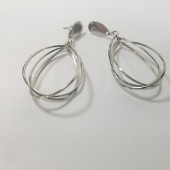 Cage Silver Tone Hoops Dangle Earrings Large 2.5″