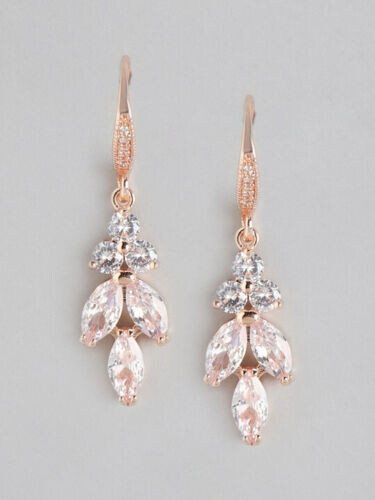 Drop Dangle Engagement Earrings 2.3 Ct Simulated Diamond 14K Rose Gold Plated