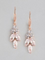 Drop Dangle Engagement Earrings 2.3 Ct Simulated Diamond 14K Rose Gold Plated