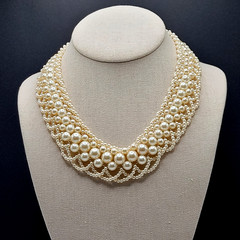 Faux Pearl Collar RBG Style Professional Old Style Elegance Necklace 18 Inch