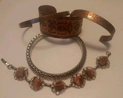 Bracelet Copper 1 Stone Vtg 1/2″ To 8″and 1″ 3/4″ 1/4″ 1/5″ Wide