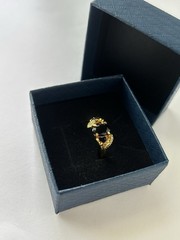Vintage Black Cubic Zirconia Ring Gold Plated Womens Size 6.5