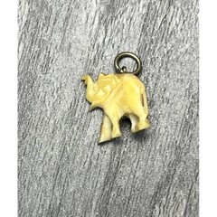Vtg Hand Carved Elephant Charm Pendant Good Luck Trunk Up Boho Tiny